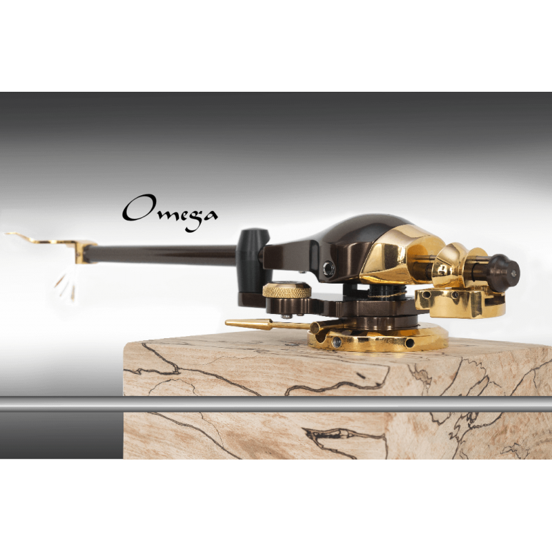 Her ser du Omega Bronze/Gold tonearm 12" fra Helius Designs